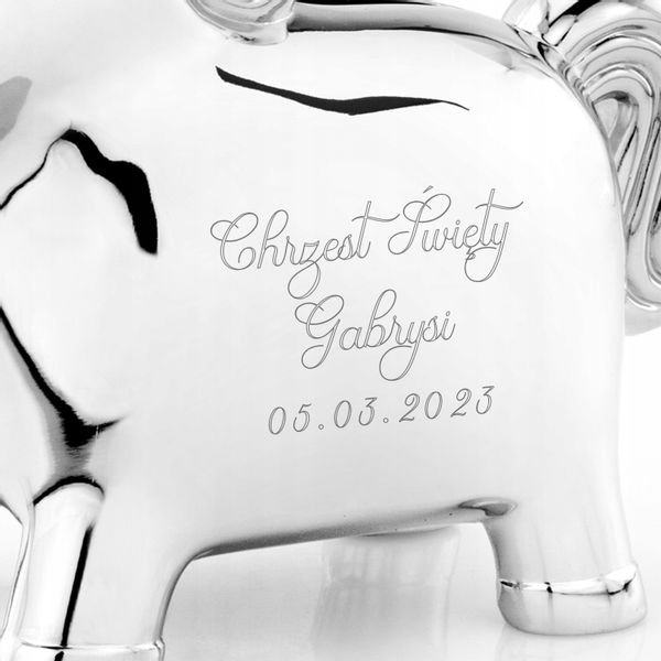 Skarbonka jednorożec srebrna prezent na chrzest pamiątka chrztu + GRAWER zdjęcie 3