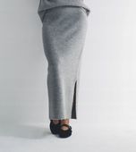 The Set Knitted Crew Neck Jumper and Skirt Co-Ord Light Grey Marl XL