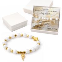 Bransoletka Damska Różaniec Agat Skrzydełko Prezent na Komunię Bierzmowanie