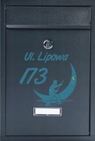 SKRZYNKA POCZTOWA NA LISTY napis nadruk ADRES NUMER DOMU różne wzory