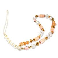 guess zawieszka gustbohp phone strap brązowo-różowy/brown-pink beads