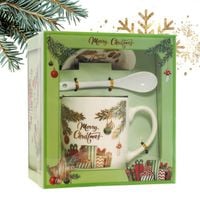 kubek świąteczny - zestaw w pudełku ze spodkiem i łyżeczką 400 ml kb16wz2
