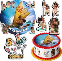 ZESTAW OPŁATEK NA TORT 20CM + 17 POSTACI - VAIANA + IMIĘ 15CM 18CM