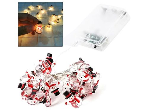 Lampki led świąteczne łańcuch na choinkę ozdobne na baterie 20 led bałwanek na Arena.pl
