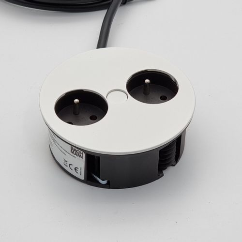 Gniazdo wpuszczane w blat TWIST 2x230V, Biały mat na Arena.pl