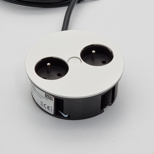 Gniazdo wpuszczane w blat TWIST 2x230V, Biały mat zdjęcie 3