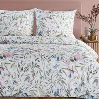 Pościel SPRING 160x200 + 70x80 biało zielona satyna bawełniana