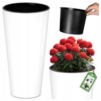 DONICZKA DONICA POŁYSK BIAŁA OGRODOWA BALKONOWA KWIETNI WYSOKA 57,5CM WKŁAD