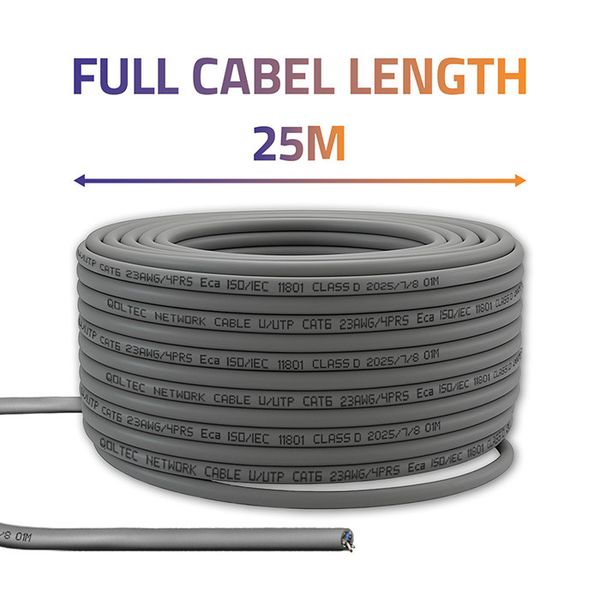 Kabel Patchcord Qoltec UTP CAT6 25m 1Gb/s Szary zdjęcie 4