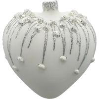 Bombka choinkowa szklana: Serce matowe z brokatem: białe