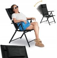 Krzesło ogrodowe stalowe z regulowanym oparciem w 7 pozycjach czarne TADAR