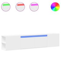 Ścienna szafka pod TV, z LED, biała, 180x31x39,5 cm