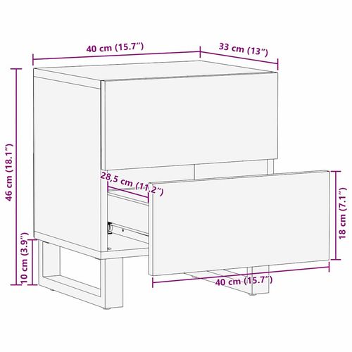 Szafka Nocna z szufladą 2 pcs Biały i czarny 40 x 33 x 46 cm na Arena.pl