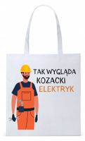 Dla Elektryka Na Prezent Torba Eco Biała Shopper Z Nadrukiem Ze Zdjęciem