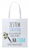 Torba Biała Eco Shopper Dla Szachisty Prezent Z Nadrukiem Ze Zdjęciem