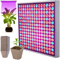 ZESTAW LAMPA 225LED do uprawy wzrostu ROŚLIN panel 36W + DONICZKI TORFOWE
