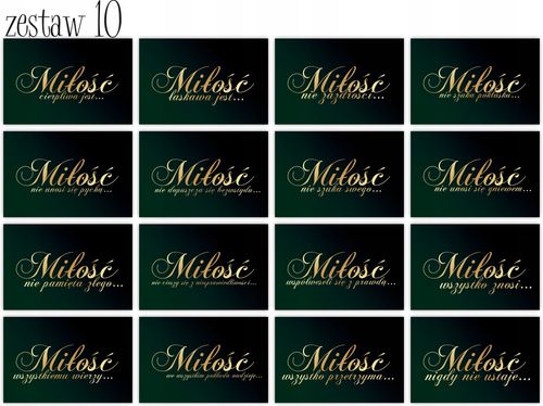 HYMN O MIŁOŚCI tabliczki 16 szt 20x30cm weselne na Arena.pl