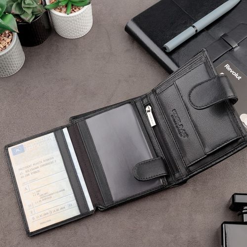 Pojemny PORTFEL MĘSKI Skórzany Pionowy OCHRONA RFID BLOCK Karty | na Arena.pl