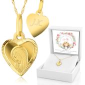 Złoty medalik z grawerem 585 Matka Boska prezent na Chrzest Pamiątka chrztu