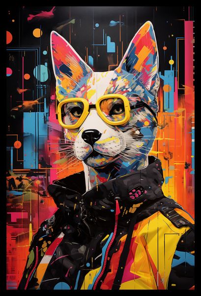 Plakat 30x45cm Kot w Miejskim Stylu zdjęcie 2