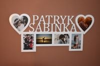 Multirama ramka na zdjęcia imiona mdf 6 zdjęć serca