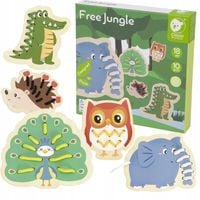 DREWNIANA SZNUROWANKA NAWLEKANKA PRZEPLATANKA ZWIERZETA ZABAWKA MONTESSORI