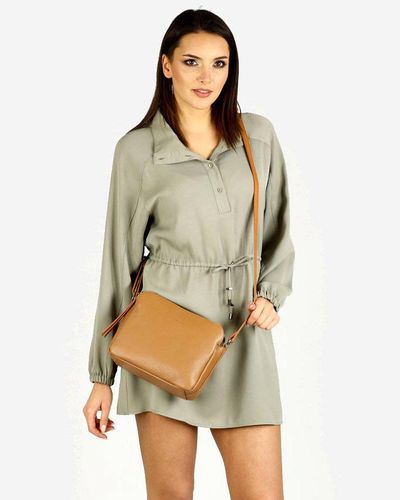 Torebka skórzana crossbody listonoszka dwie komory - MARCO MAZZINI brąz camel na Arena.pl