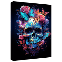 Obraz na płótnie czaszka w kwiatach 3D nowoczesny rama drewno 40x60 cm