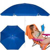 PARASOL PLAŻOWY SKŁADANY PODRÓŻNY OGRODOWY ŁAMANY WBIJANY NIEBIESKI 180cm