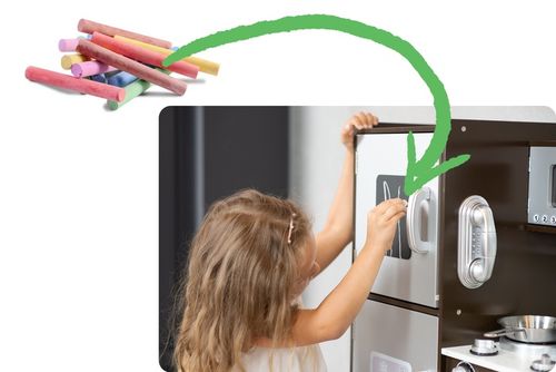 KUCHNIA DREWNIANA DLA DZIECI RETRO KUCHENKA DUŻA ŚWIATŁO LED + TABLICA na Arena.pl