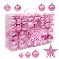 BOMBKI CHOINKOWE NIETŁUKĄCE 6/4/3CM ZESTAW OZDÓB CHOINKOWYCH 101 SZT RÓŻOWY