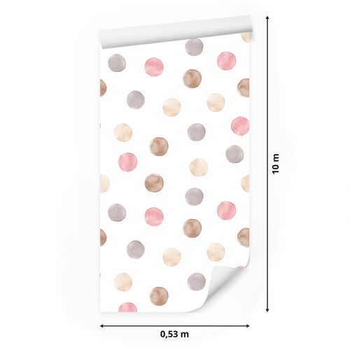 Tapeta Ścienna W Stylu Boho Akwarelowe KROPECZKI Groszki Abstrakcja na Arena.pl