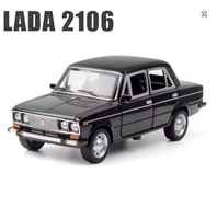 Metalowy Model samochodu LADA 2106 Czarna 1:24 Metalowa dźwięki LED PREZENT