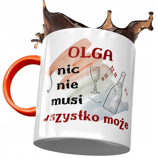 Kubek Pomarańczowy Dla Olgi Koleżanki Żony Prezent Z Nadrukiem Ze Zdjęciem zdjęcie 1
