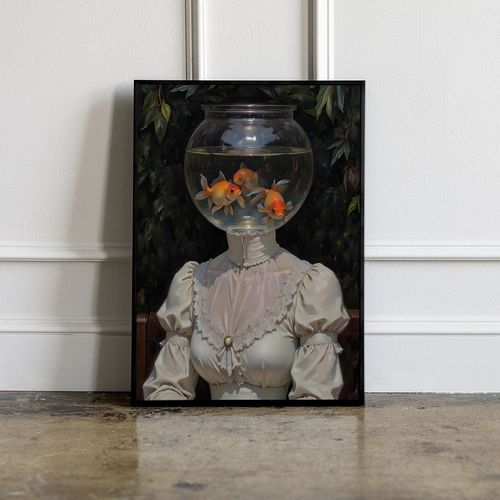 Plakat w ramie portret akwarium złote ryby 61x91 cm w czarnej ramie na Arena.pl