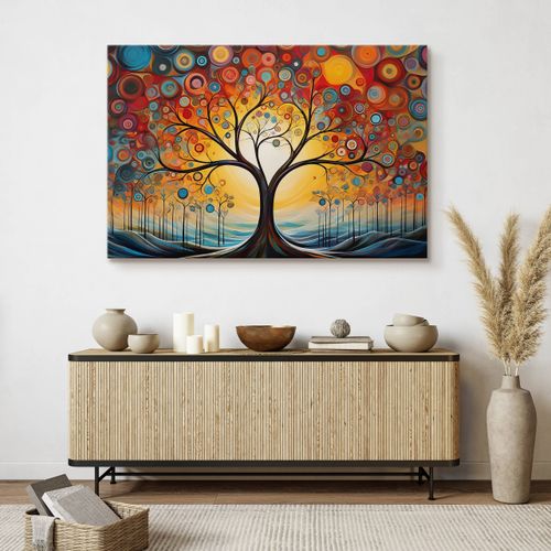 Obraz Canvas Do Salonu Abstrakcja Malowane Wzory Drzewo Boho 100cm x 70cm na Arena.pl