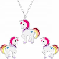 KOMPLET BIŻUTERII SREBRNEJ JEDNOROŻCE DLA DZIECI