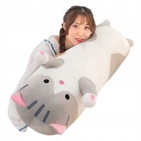 Długi Kotek Kot Maskotka Szara Poduszka Pluszak 150 cm XL Idealny Prezent