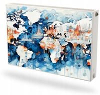 Mata magnetyczna magnes na grzejnik na wymiar BARWNA MAPA ŚWIATA 60x100 cm