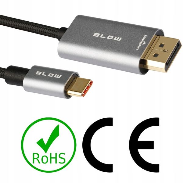 KABEL PRZEWÓD DISPLAYPORT USB-C TYP THUNDERBOLT MACBOOK PLECIONKA 8K 4K 2M zdjęcie 8