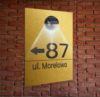 TABLICZKA ADRESOWA złota oświetlona numer domu adres 40x30 aluminiowa