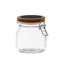 SŁOIK SZKLANY KWADRATOWY Z KLIPSEM KLAMRĄ DO PODPISANIA KREDĄ ARON 0,75 L