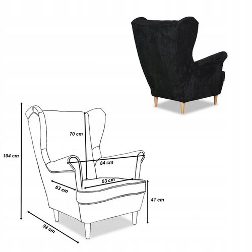 Zestaw wypoczynkowy uszak Bonito sofa fotele pufy  czarny na Arena.pl