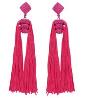 Długie kolczyki różowe materiałowe nitki sznurki chwosty DAMSKIE na sztyft