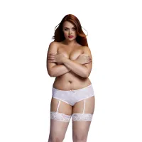 baci rose szorty z otwartym krokiem białe xl - delikatna koronka