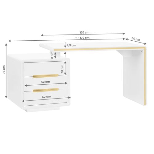 Biurko kosmetyczne 3304G białe na Arena.pl