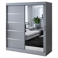 Szafa Przesuwna 180cm PEPE Antracyt Garderoba 2 wnętrza