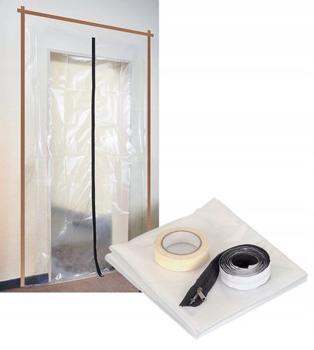 Drzwi przeciwpyłowe z zamkiem DRZWI REMONTOWE FOLIOWE Kurtyna 220x120cm na Arena.pl