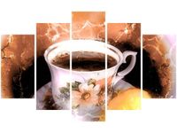 70 100CM OBRAZ 5 ELEM FILIŻANKA KAWY DRUK PŁÓTNO