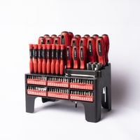 ZESTAW ŚRUBOKRĘTÓW WKRĘTAKÓW BITÓW STOJAK 100-EL CZERWONE POLSKA MARKA